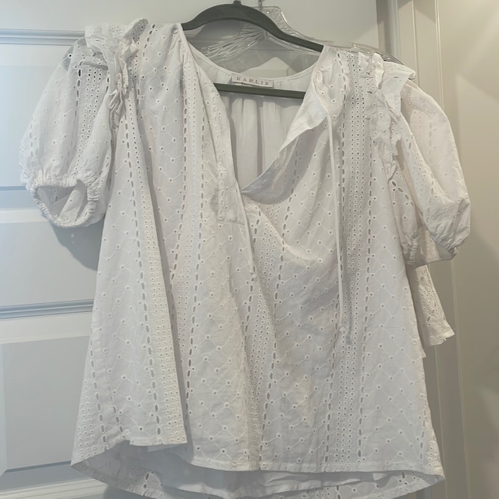 Karlie Brand white eyelet top